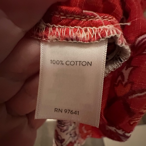 J Jill One pocket shirred100% cotton lightweight cottagecore button floral top M - Picture 5 of 14